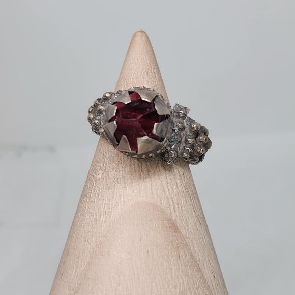 Other - Antique Vintage Yemen 900 Silver Red Carnelian Tribal Ring Sz 11 Brutalist Chunk